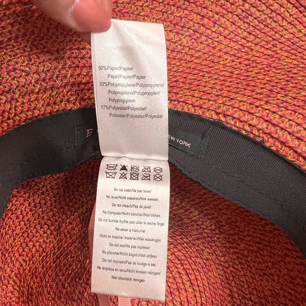 Betmar Gossamer Packable Straw Sun Hat, Tropical Multi (Coral/Purple/Yellow) NWT - Picture 11 of 13